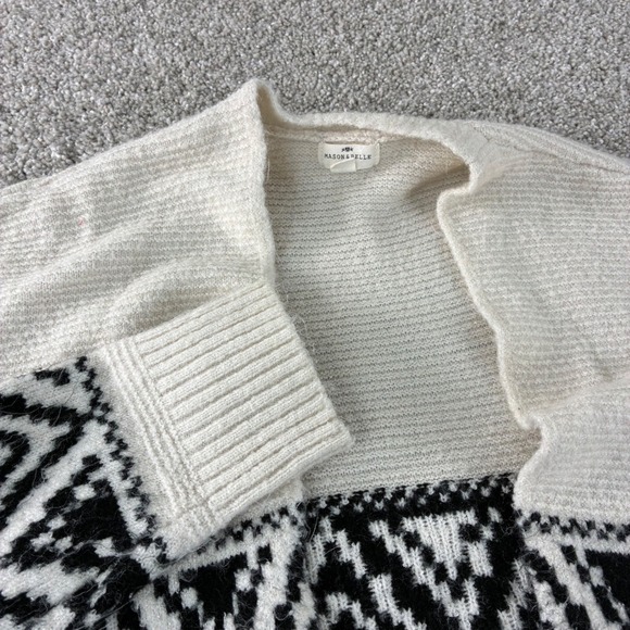 mason & belle Sweaters - Mason & Belle Womens Cardigan Sweater Small Open‎ Front Aztec Print Cream Black